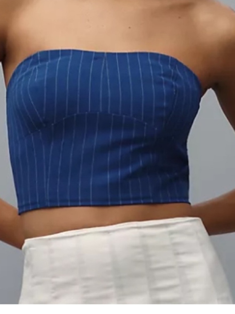 Walter Baker XLarge Top Tanvi Strapless Bustier lined Royal Blue Pin Stripe NWT